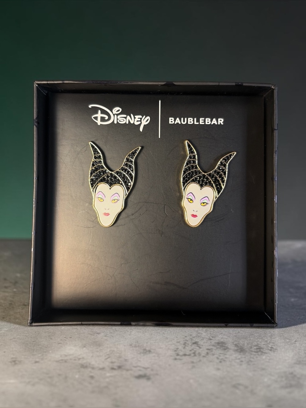 DISNEY X BAUBLEBAR MALEFICENT STUD EARRINGS NIB SLEEPING BEAUTY VILLAIN